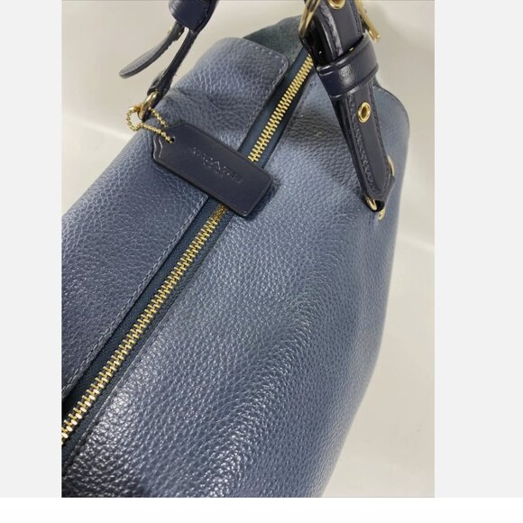 COACH C5689 KLEO CARRYALL BLUE LEATHER TOTE BAG - Picture 3 of 8